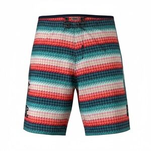 LRG Mens Board Shorts Size 38 Multicolor Houndstooth Ombre Swim Trunks Pocket